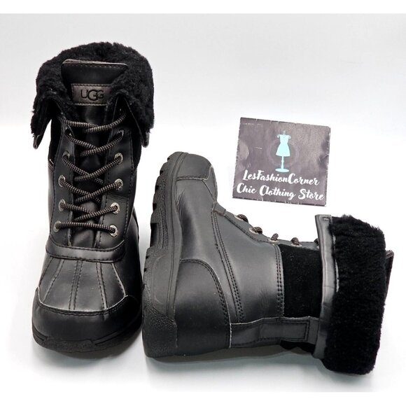 UGG Women's Black Leather Waterproof Adirondack Lace Up Boot Size 5 2948 - Picture 12 of 16